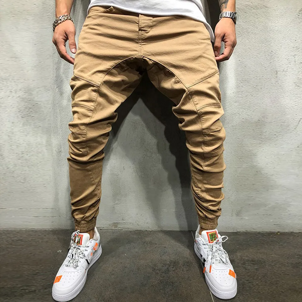 Pánske nákladné nohavice joggery hip hop nacťahový elastický pás štíhly fit príležitostné nohavice Slevera vysoko kvalitné oblečenie pre mužov