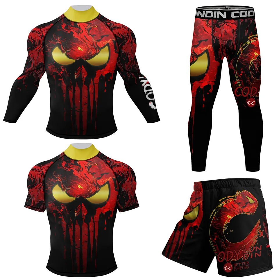 Pánske odevy v telocvični Mma bjj Muay thai jiu jitsu boxer Sport Set Tracksuit Workout Fitness Sportswear Training beh Rashguard