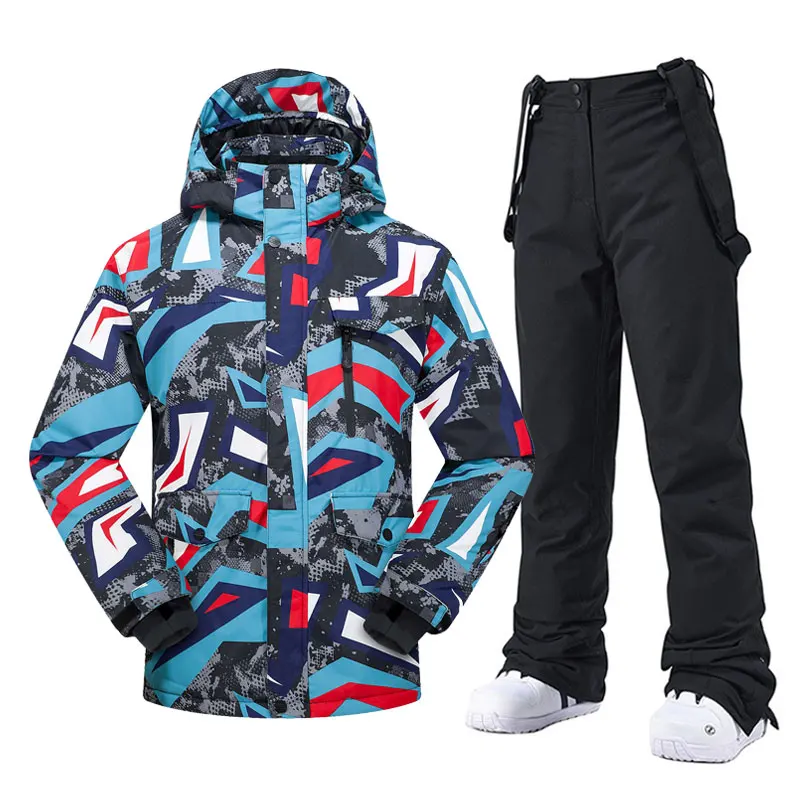 Pánske plus veľkosť zimné super teplé lyžiarske obleky Vodoodolné vodotesné snowboardingové lyžiarske lyžiarske nohavice Mužské snehové kostýmy kombinézy