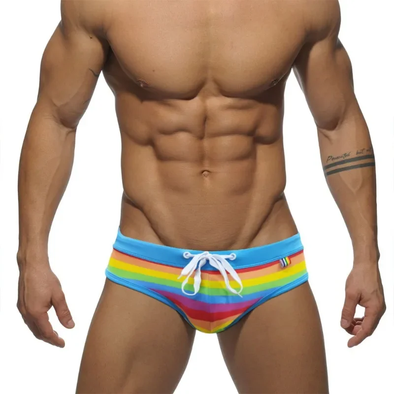 Pánske plávanie Trunks Bikini Sexy s nízkym pásom plavky Farebné pruhy plavky plážové pláž