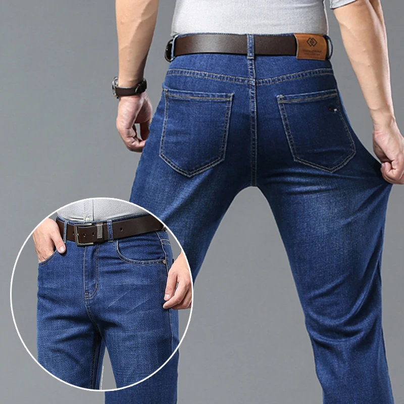 Pánske priame džínsové džínsy tenké letné jeseň Loose Classic Trend Business Fashion Casy Denim Classic Nové príchody nohavice