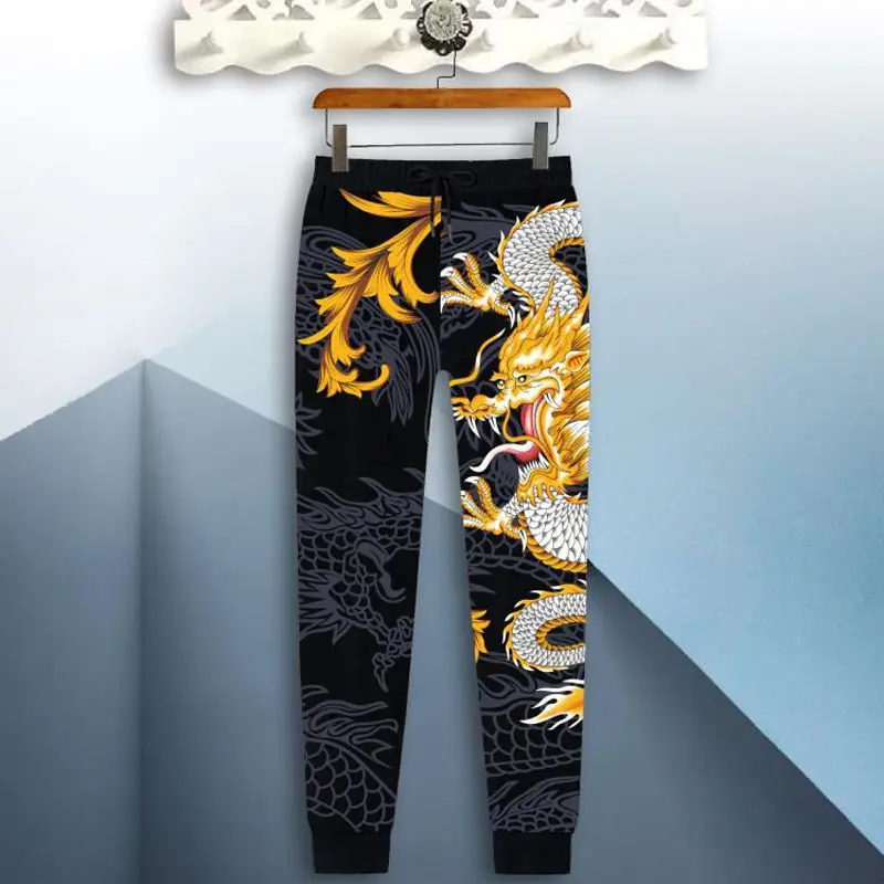 Pánske príležitostné športové nohavice 3D Dragon Print Casual Pants Jar a jeseň nové voľné nohavice