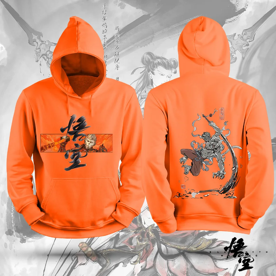 Pánske s dlhým rukávom kapucňa Black Black Mýtus Wukong Pekné pánske mikiny S-3XL Multi-veľkosti Dominujúci trend tlačeného prepojka