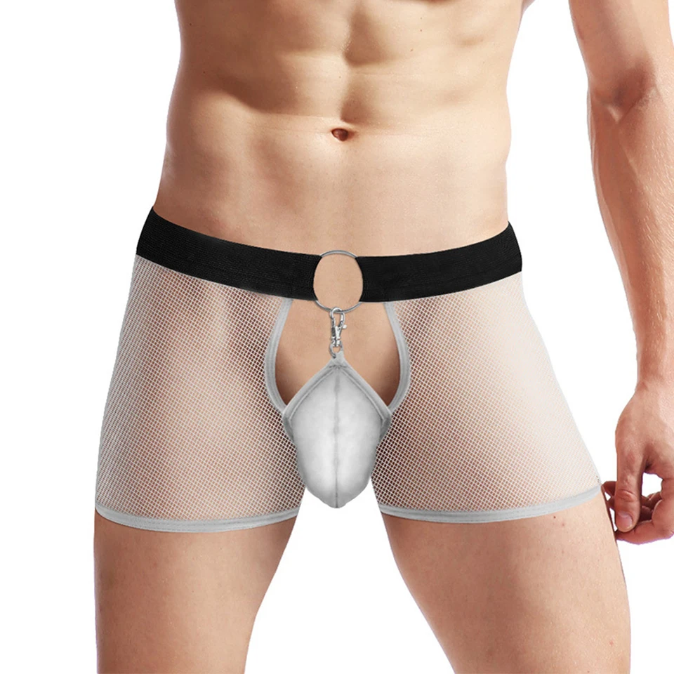 Pánske sexy odnímateľné Peni Bugle Pase Underwear Pozri cez briefs front Open Crotchshorts erotické homosexuálne spodné prádlo