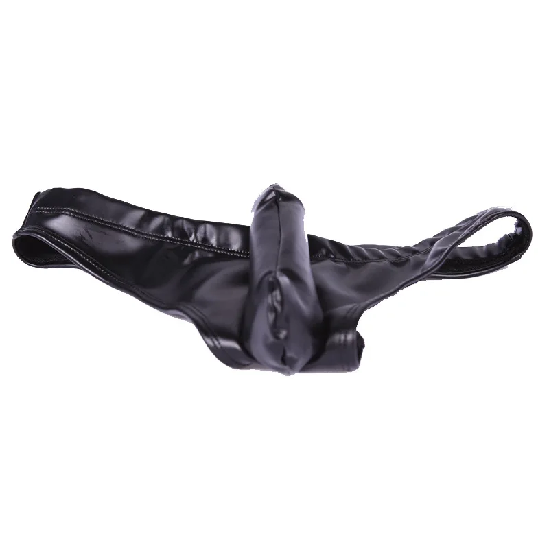 Pánske sexy olejové lesklé latexové spodné prádlo Pu Open Crotch JJ Set Priepustné briefty s nízkym pásom dom dom homosexuálov