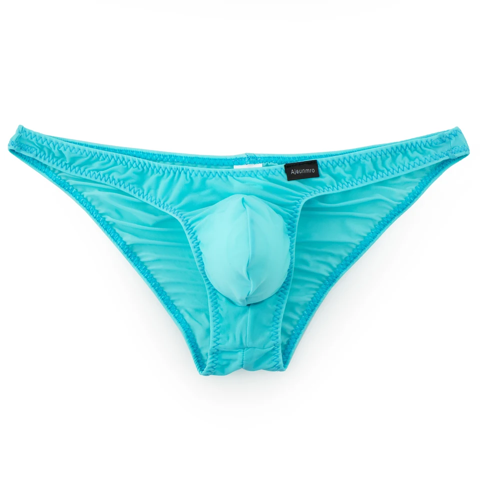 Pánske sexy spodné prádlo vrások boky Low Rise Bikini Bikini Blifs Ice Hodváb Tesné spodky Pohodlné vyduté nohavičky