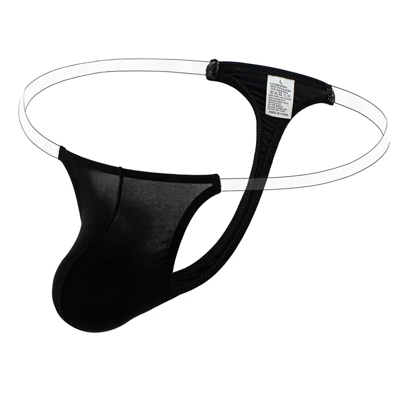 Pánske spodné prádlo hodvábne tangá Transparentný pás s nízkym pásom ultra tenké spodky Man Cueca Masculina U puzdro g-string Thong