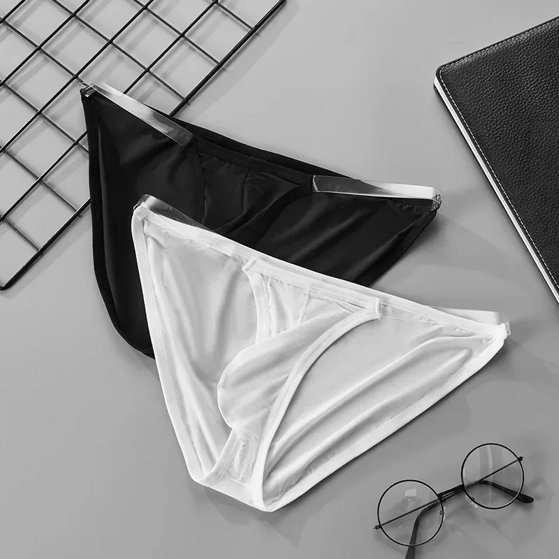 Pánske spodné prádlo priehľadné popruhy tenké ľahké ľadové hodváb rýchle suché elastické pohodlné u konvexného vrecka krátke gay erotické bikiny