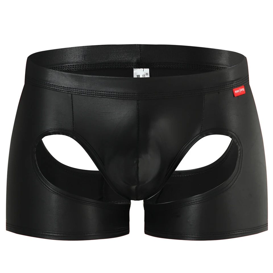 Pánske spodné prádlo Sexy PA Patent kožené dutiny briefs motocykle jockstrap nohavičky Smrotum fyziologické spodky