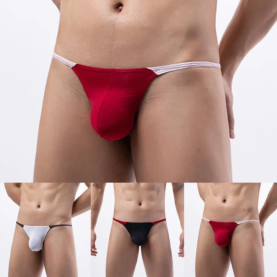 Pánske super mini g-string sexy t-back nízko vzostupné nohavičky Slim Side Religent Open Butt Bikini spodná bielizeň z priedušného vrecka plavky