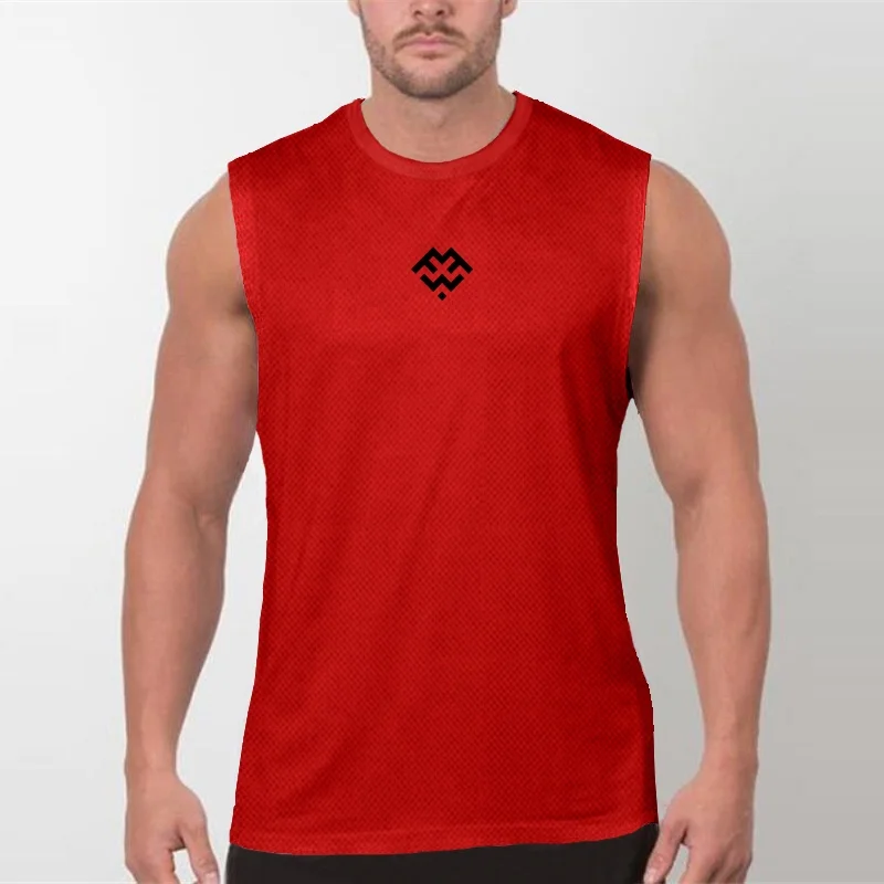 Pánske svalové orno Tréning fitness Tank Top Gym Mesh Casy Running Kulturisty Singlets Pravidelné odevy priedušná vesta