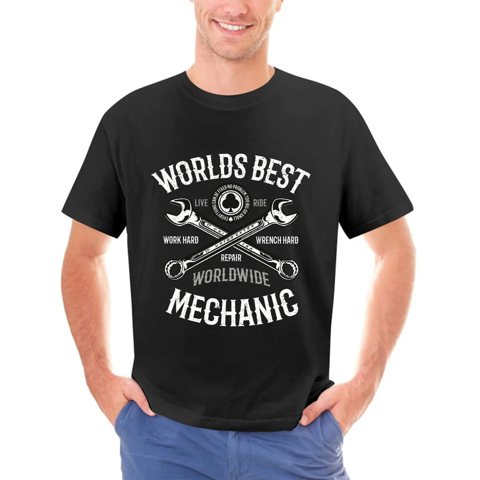 Pánske svet najlepší mechanik T tričko automatické zamestnanie garážový dielň