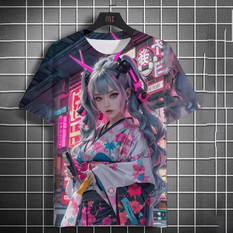 Pánske tričko 3D tlačená anime krása Sexy tlačené tričko Príležitostné voľné voľné rukávové tričko Pánske denné domáce oblečenie Top
