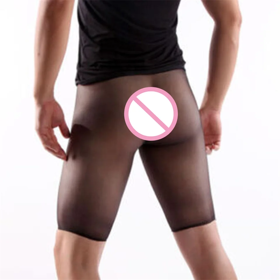 Pánske tuhé priehľadné tesné pančuchy kohútik Piečacie puzdro Pandyhose High Treat Tight Shorts erotické sissy spodky spodná bielizeň