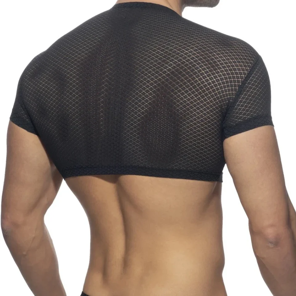 Pánske večierky Wear tričko tričko sissy sieťové plodiny bez rukávov