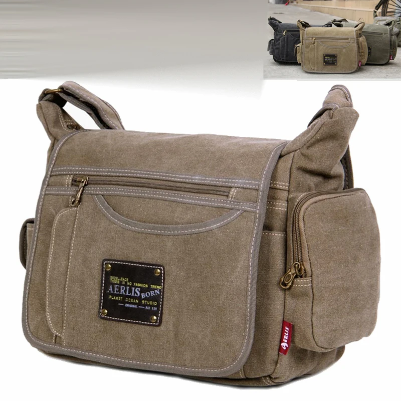 Pánske vintage plátno Cestovné tašky Muži pre Crossbody Bag pre mužov Messenger Bag Muž cestovné ramenné tašky Školská taška vysoká kvalita