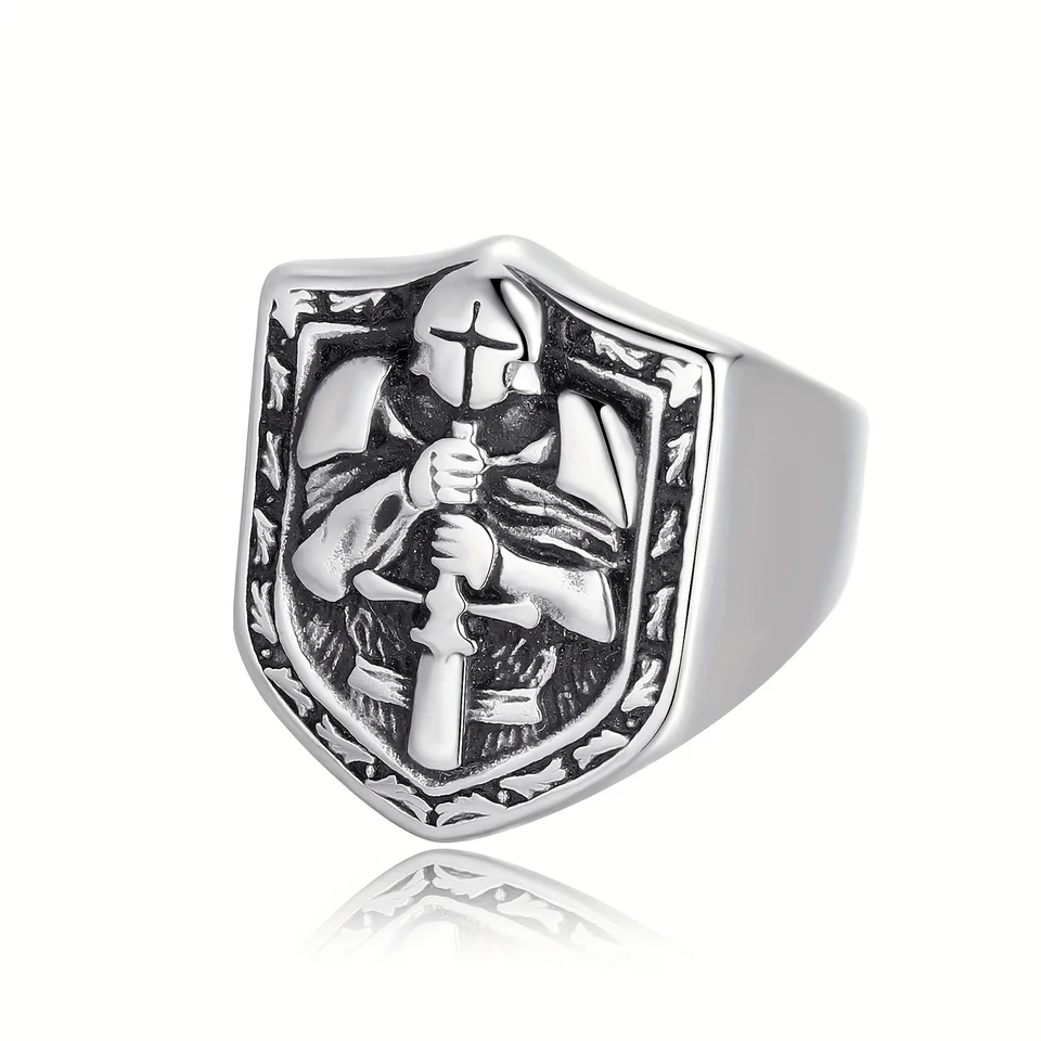 Pánsky bojovník prsteň Solid z nehrdzavejúcej ocele Greek Spartan Helme Jewelry Shield prsteň darček pre neho