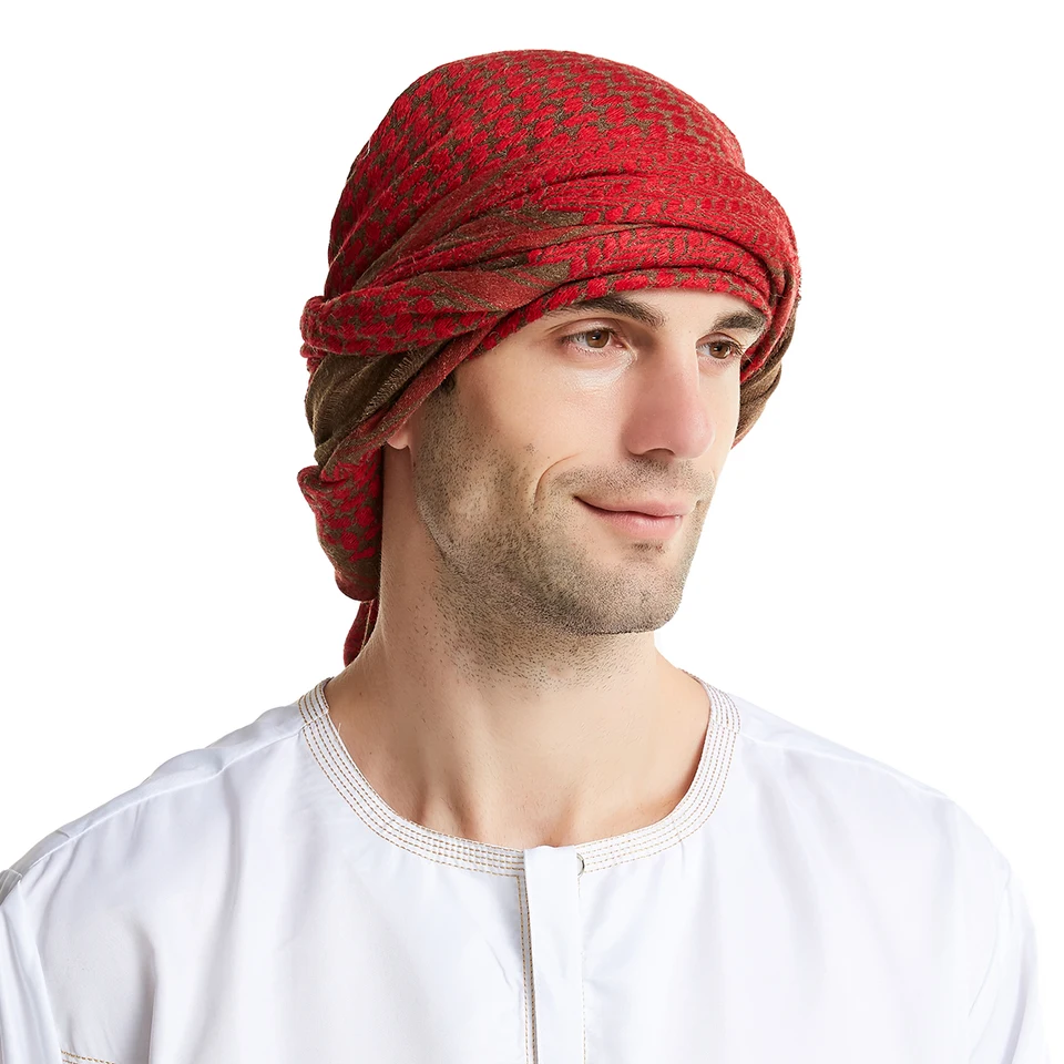 Pánsky moslimský arabský arabský vysoko kvalitný vlnený shemagh 55in šál Turban Sorban Islamský etnický muž 180 cm dlhá šatka modlitba Denné oblečenie