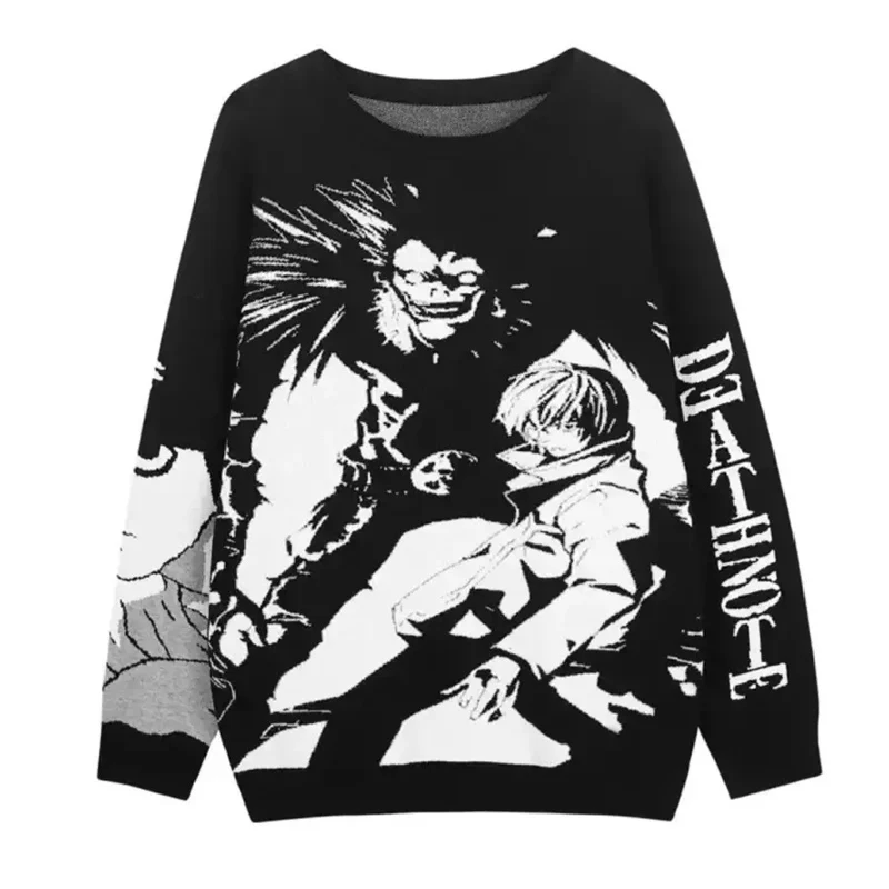 Pánsky módny módny pullover v štýle Y2K 2000. rokov retro jesenná a zimná móda Príležitostná okrúhla krk pletený a punkový vzorovaný sveter