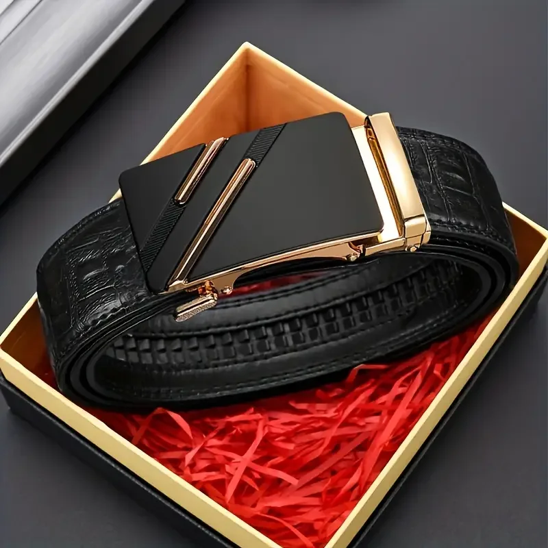 Pánsky opasok kožená opasok Kov Automatická ruka Buckle Brand Luxusný dizajn módny pán pán Peplum Pánsky opasok