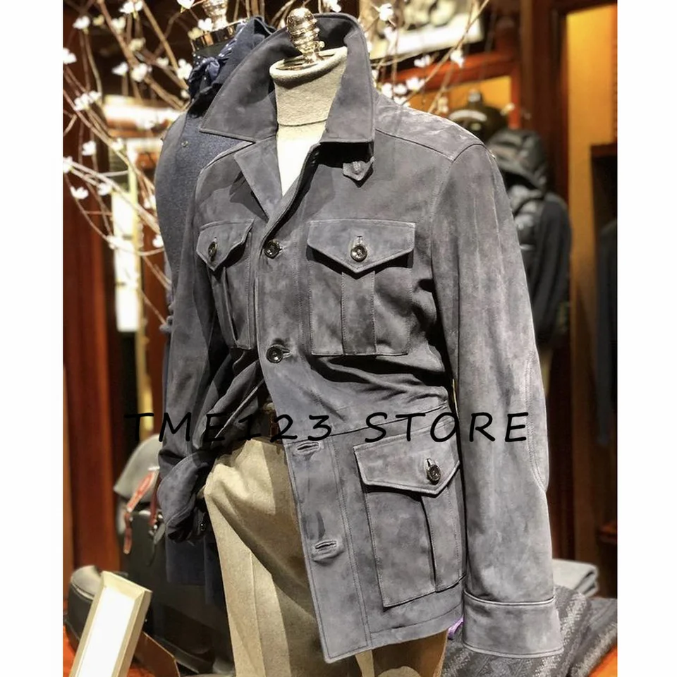 Pánsky semišový viacvlastný bunda Business Casy British Style Jackets bundy Muž Mužské kabáty Pánske zimné oblečenie y2k Outwear