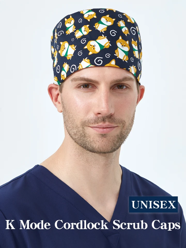 Pánsky Shiba Inu chirurg lekársky krovina Cap Cap Surfical Hat pre ženy Cotton Hospital Veterinary Dentist zubný zubný zubný lekár Skullcap K19
