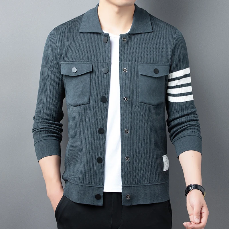 Pánsky sveter sveter Turtleneck Sweater Coat Autumn Pánska práca móda štíhly fit sveter ležérna bunda