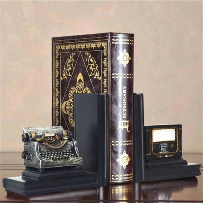 Pár kreatívny syntetický živicu Bookend Retro Telegraph Bookend Držiteľ kancelárske potreby domáce dekorácie Book Stand