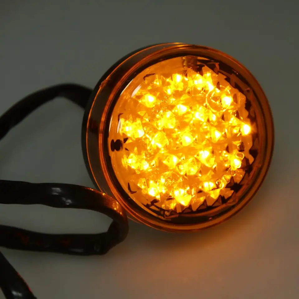 Pár nepremokavých 12V motocykla 20 LED okrúhle svetlo otočte svetlo 5 W oranžová šošovka