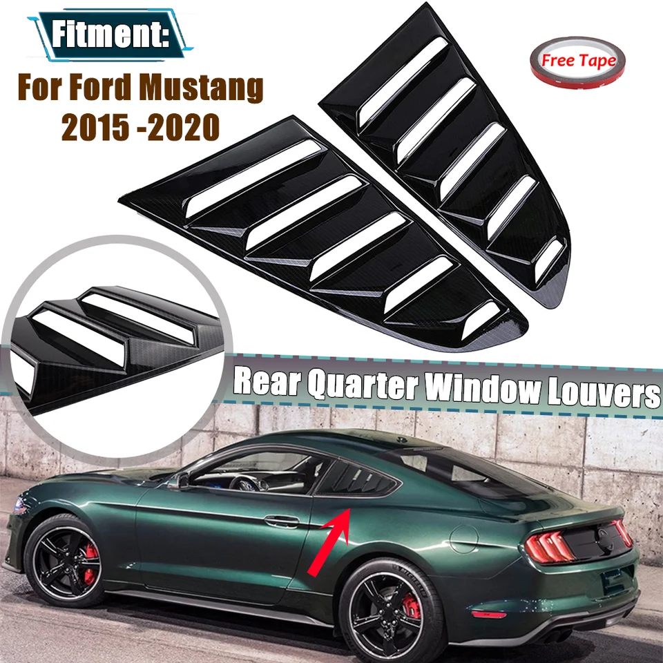 Pár Zadné štvrťročné okenné žalúzie Obežky spoiler uhlíka Vyhľadajte Ford Mustang 2015 2016 2017 2018 2018 2019 2020 Dekorácia
