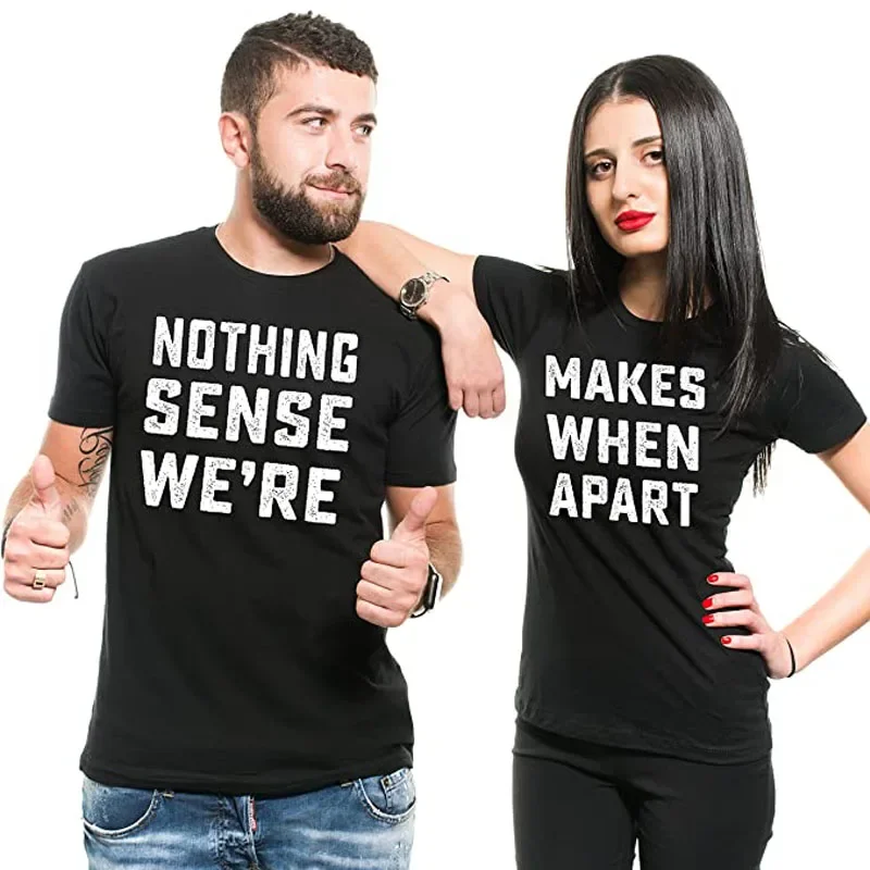 Pár zodpovedajúcich tém košele Nič nedáva zmysel pre tees priateľ priateľka manžel manželka oblečenie výroky citát listy tričko