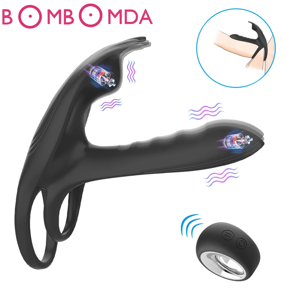 Páry oneskorenie ejakulácie penis vibrátor s dvojitým kohútom penisingom masér pre dospelé pohlavné hračky pre mužov stimulátor klitorisu
