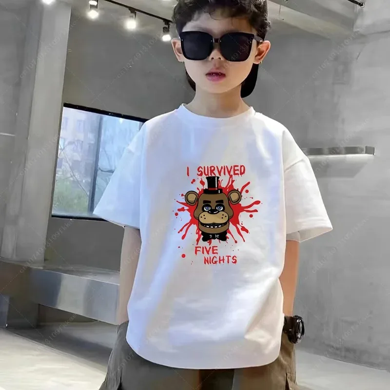 Päť noc v tričkách Freddys čísla detská narodeninová oslava Noste vrcholy detského oblečenia FNAF Pure Cotton Boys Dievčatá odevy Tee
