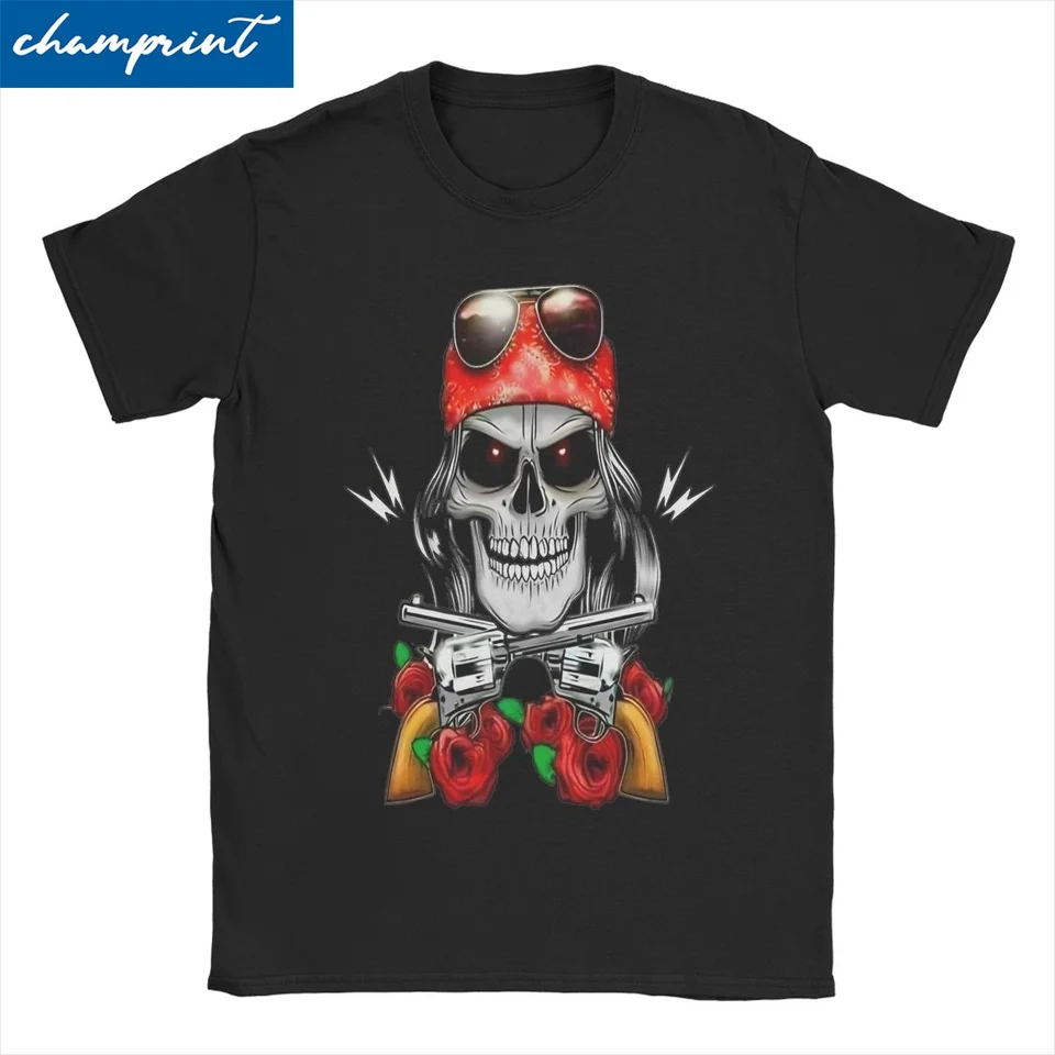 Päť zbraní loga Rose n Roses T Tričko pre mužov Ženy bavlnené vinobranie tričko Crewneck Hard Rock Hip Hop Band Tees oblečenie darček nápad