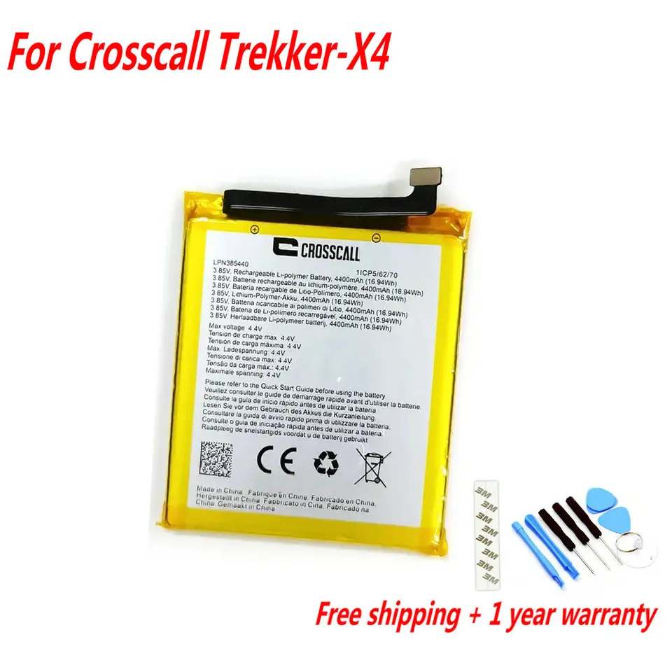 Pôvodná 3,85 V 4400 mAh LPN385440 BATTERSKÁ BATTERA pre mobilný telefón CrossCall Trekker-X4