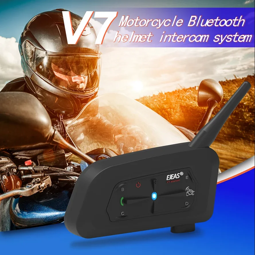 Pôvodná EJEAS 1/2PCS V7 Motocykel interkom Moto Helme Headset Bluetooth Interphone Walkie Talkie pre 7 jazdcov