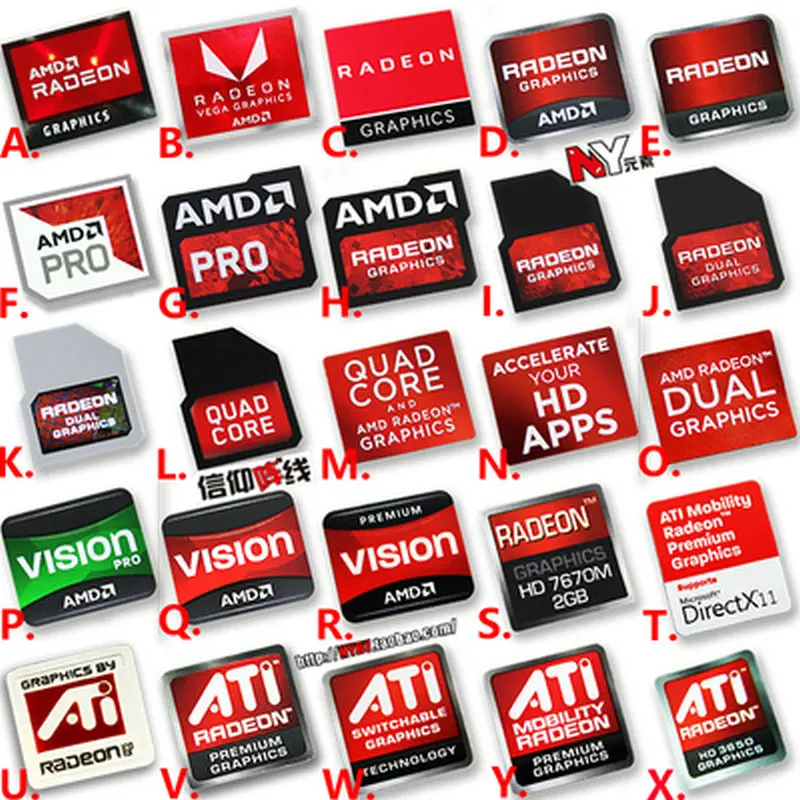 Pôvodná grafická karta AMD RX Vega ATI HD Viacnásobná sada Sada Unikátny nálepka na štítok s logom Crossfire Logo