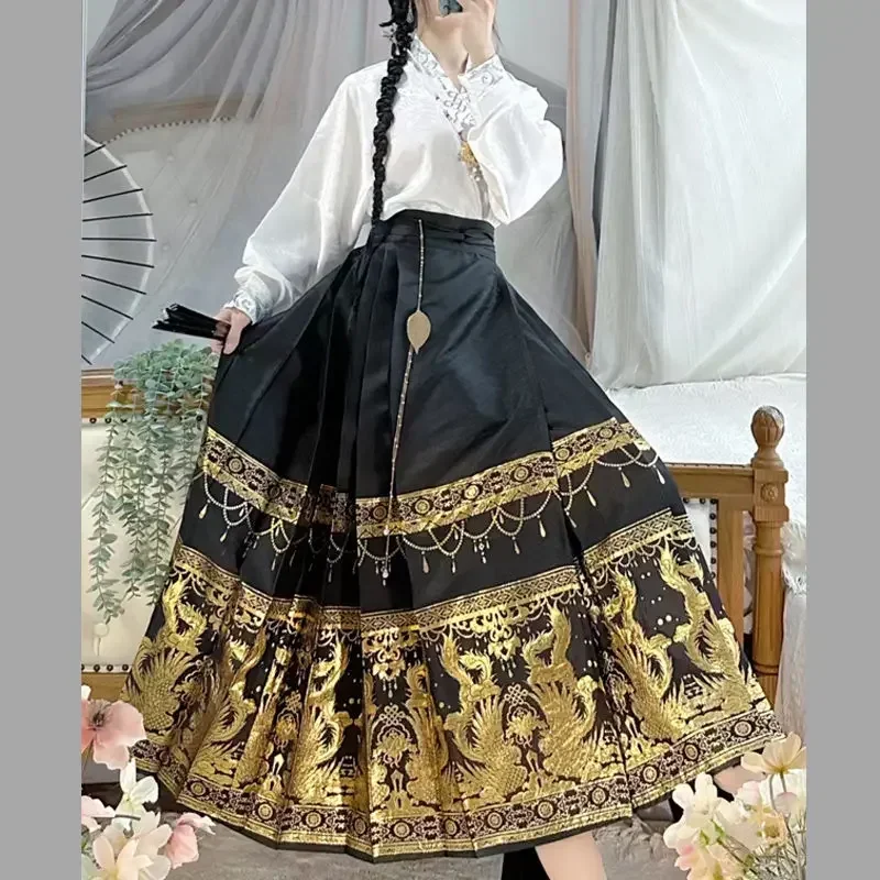 Pôvodná hanfu sukňa Ženy Čínsky tradičný kostým mamianqun ming dynastia tkal