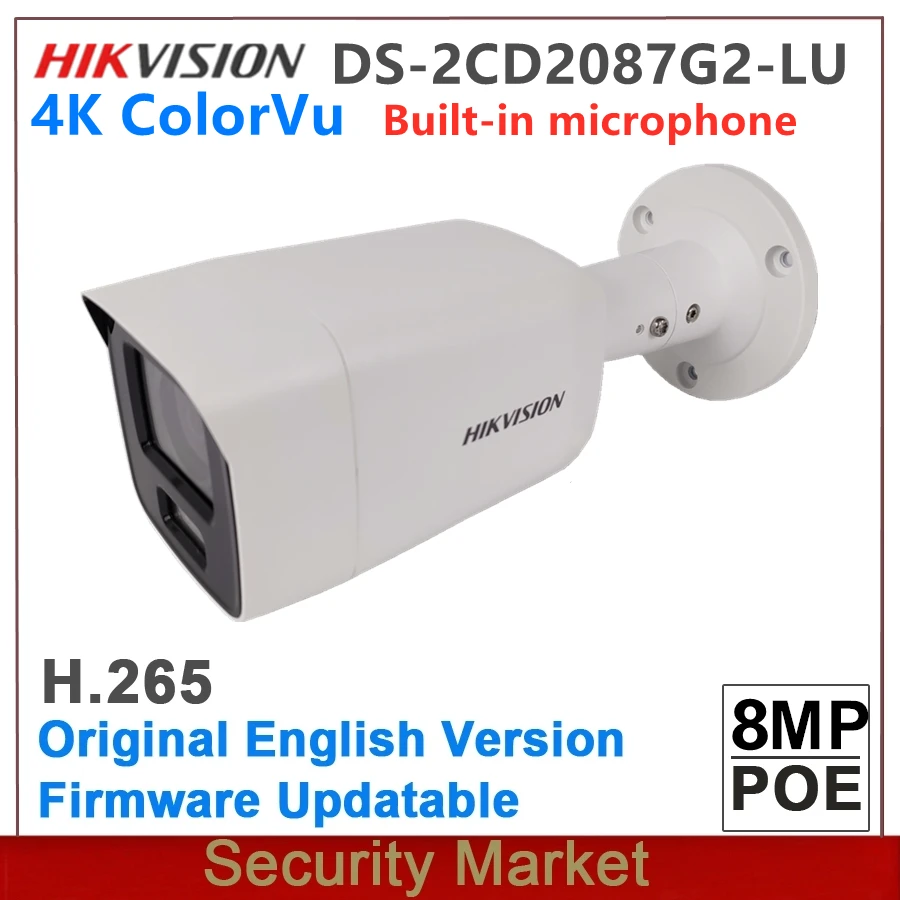 Pôvodná Hikvision s logom DS-2CD2087G2-LU 4K 8MP Vstavaný mikrofón Colorvu Fix Bullet Sieťová kamera