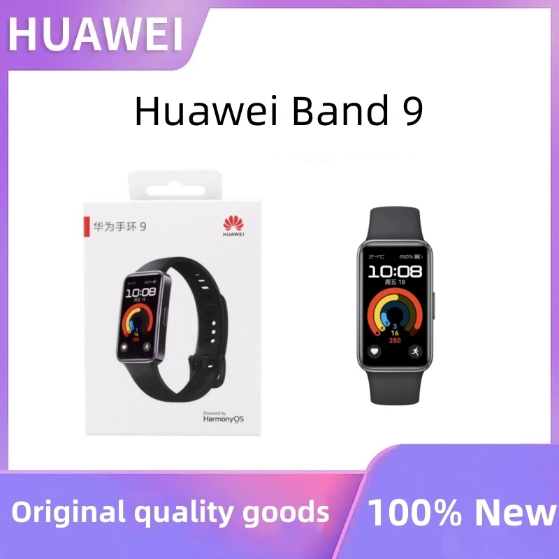Pôvodná Huawei Band 9 Štandardné inteligentné náramky Cvičenie arytmie vyzýva detekciu srdcovej frekvencie spánku pre dlhú výdrž batérie.