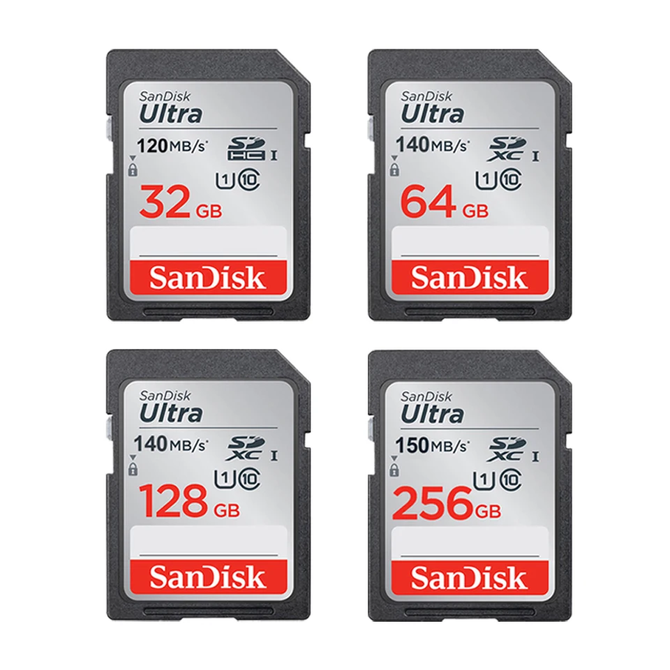 Pôvodná karta Sandisk Extreme SD Card 256 GB 128 GB 64 GB 32 GB Trieda 10 Pamäťová karta C10 120M/S SDHC SDXC CARTE SD karta USH-1 pre fotoaparát pre fotoaparát