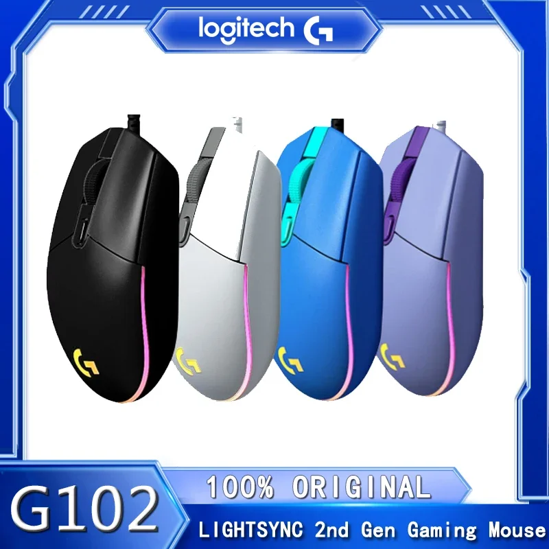 Pôvodná logitech G102 Lightsync 2. gen Gaming Mouse 6 tlačidlá 8000 dpi káblové herné myš RGB podsvietené hry pre PC