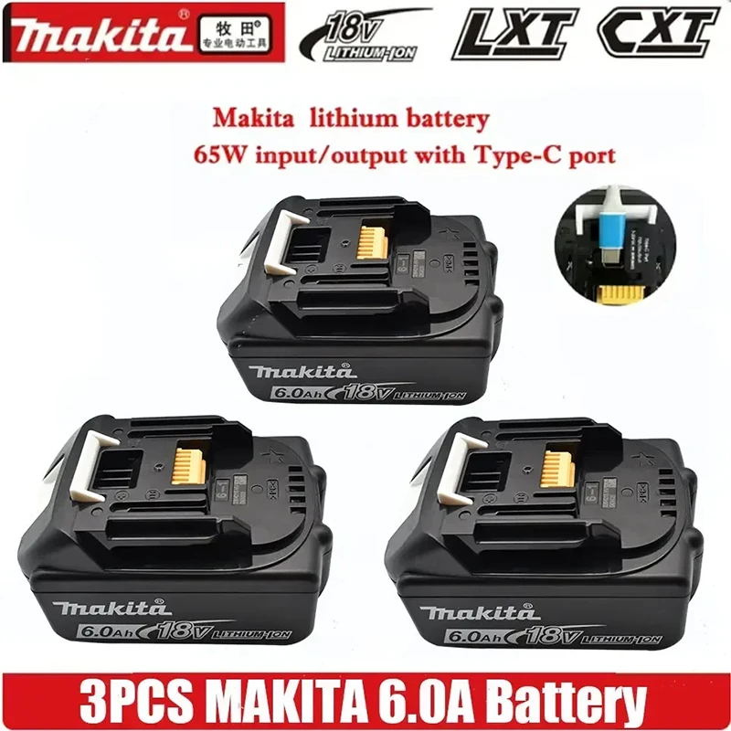 Pôvodná lítiová batéria Makita 18V s portom typu C 65W Vstup/výstup vhodný pre Makita BL1860 BL1850 v modeli MAKITA