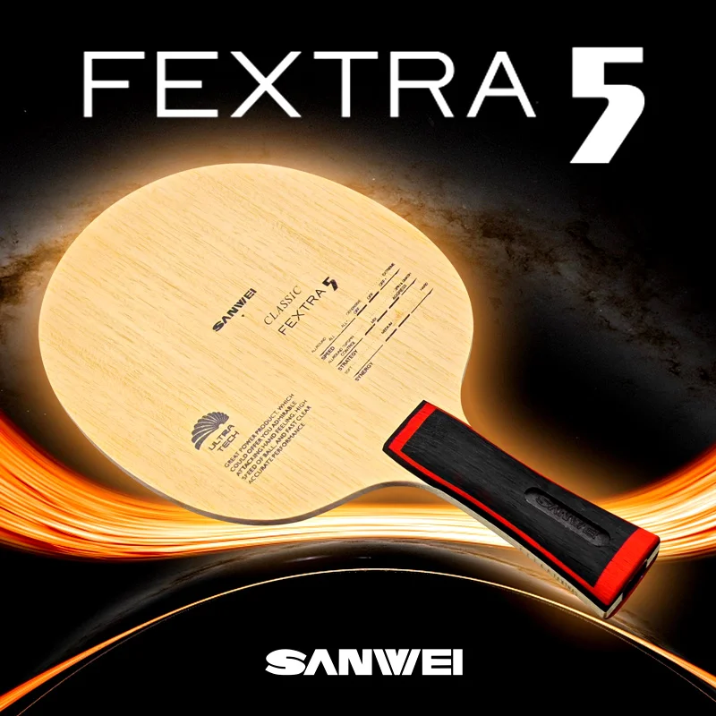 Pôvodná Sanwei fextra stolný tenis čepeľ 5. dreva všade okolo ultra tech ping pong raketa Bat pádla vhodná pre začiatočníkov