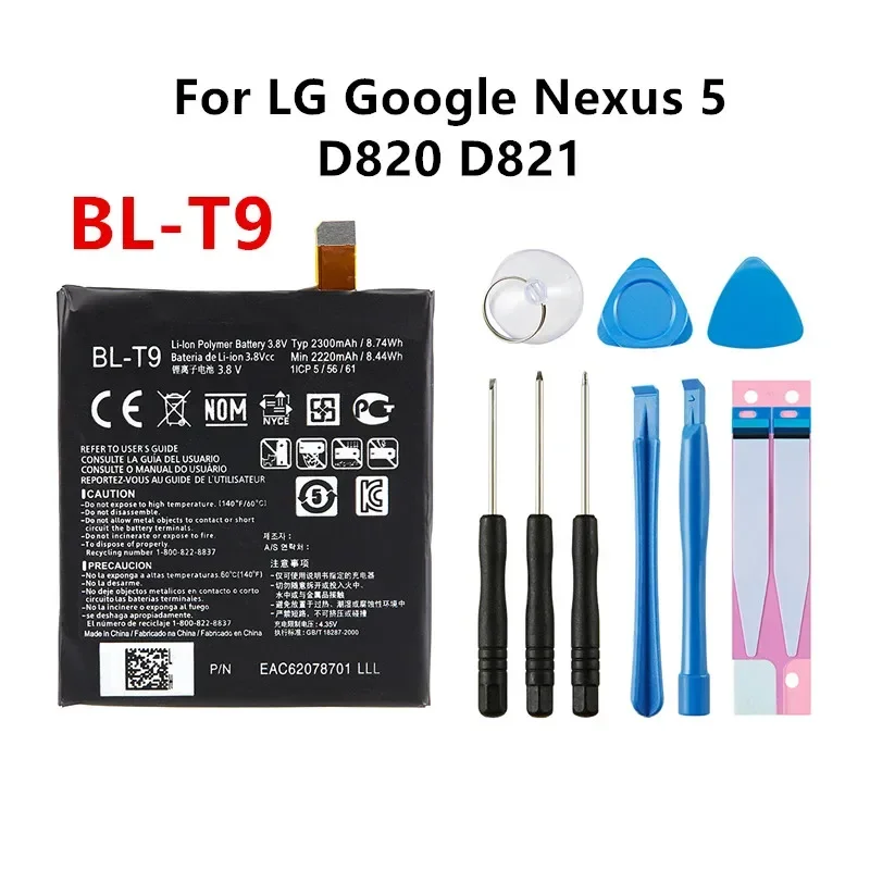 Pôvodná výmena batérie BL-T9 2300 mAh pre LG Google Nexus 5 D820 D821 Nexus5 T9 BLT9 BATKÉ PLYTY