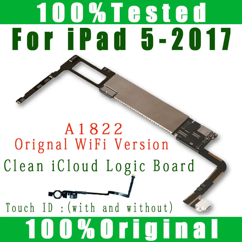 Pôvodná základná doska A1822 pre iPad 2017 9,7 palca 5. verzia WiFi Clean iCloud Mainboard 2017 5. modelová logická doska nahradiť