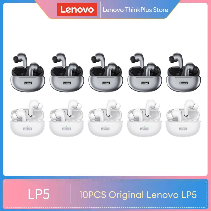 Pôvodné 2/10ks Lenovo LP5 Bluetooth V5.0 Wireless Sedávky nepremokavé športové náhlavné súpravy HIFI HD Hudobné slúchadlá