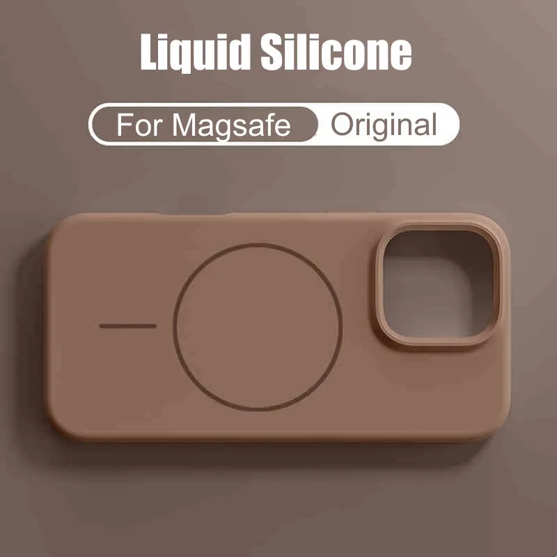 Pôvodné kvapalné silikónové puzdro pre iPhone 16 15 14 plus 13 12 11 Pro Max Magnetic pre Magsafe Wireless nabíjanie Shock -odolný kryt