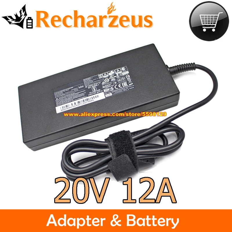 Pôvodný 240W tenký nabíjačku pre notebook pre herný notebook MSI 20V 12A Chicony Power Supply A20-240P2A A240A007P A240A010P ACK ADAT