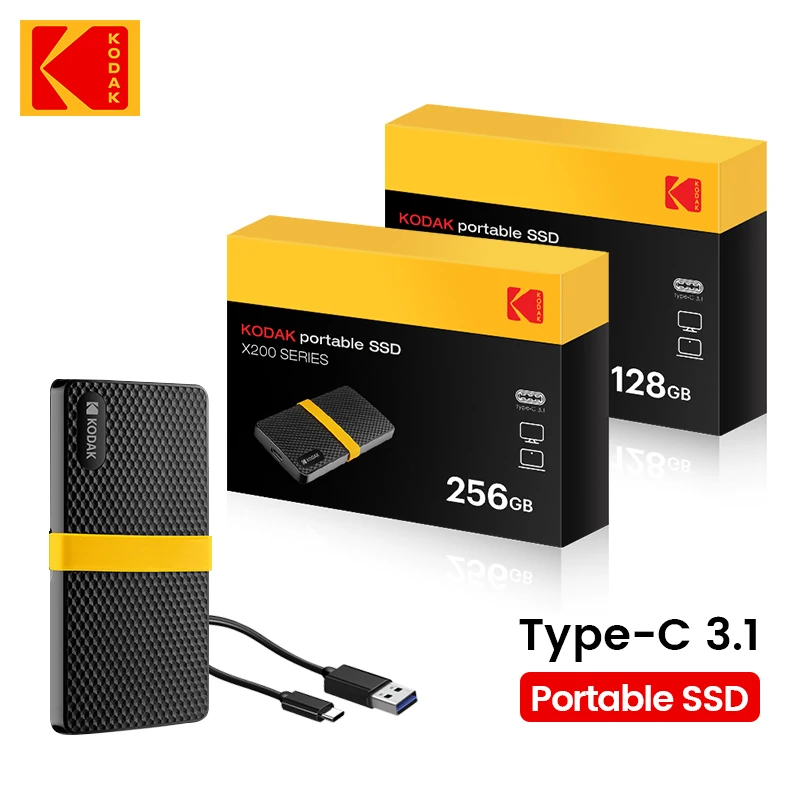 Pôvodný Kodak X200 128 GB 256 GB Externá mini prenosná tuhá sila pohony SSD 1TB Discos DUROS SSD USB3.1 GEN 2 TYP-